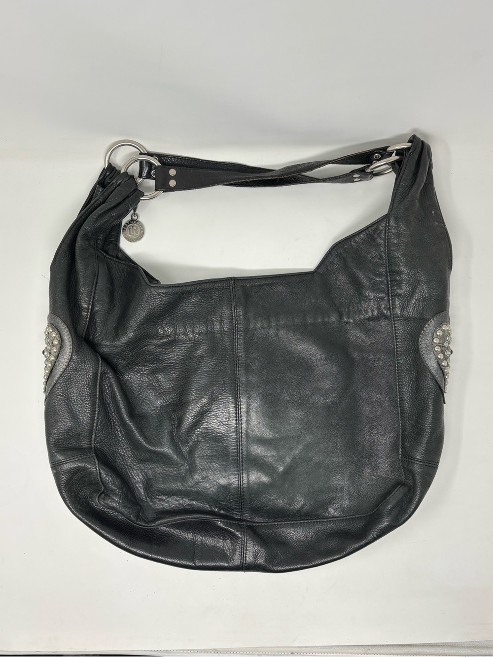 Leatherrock Black leather clover hobo bag purse - Picture 6 of 13